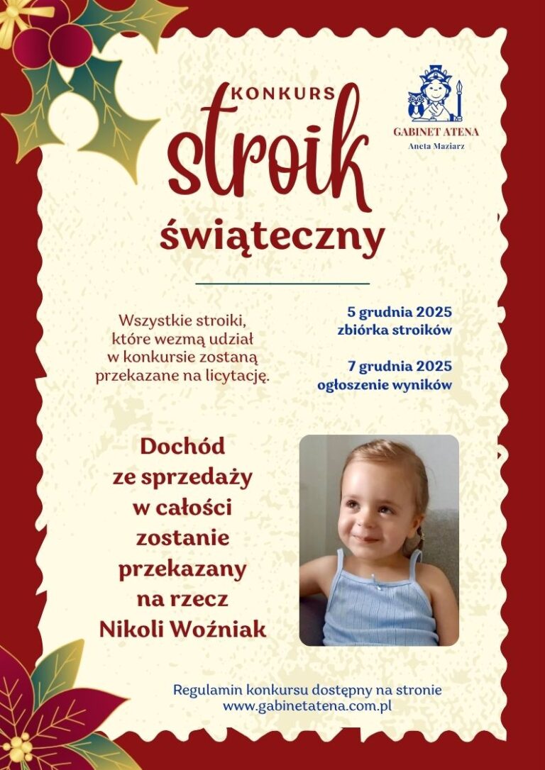 Świąteczna Magia Pomagania: Podsumowanie Konkursu na „Stroik Świąteczny” w Gabinecie Atena